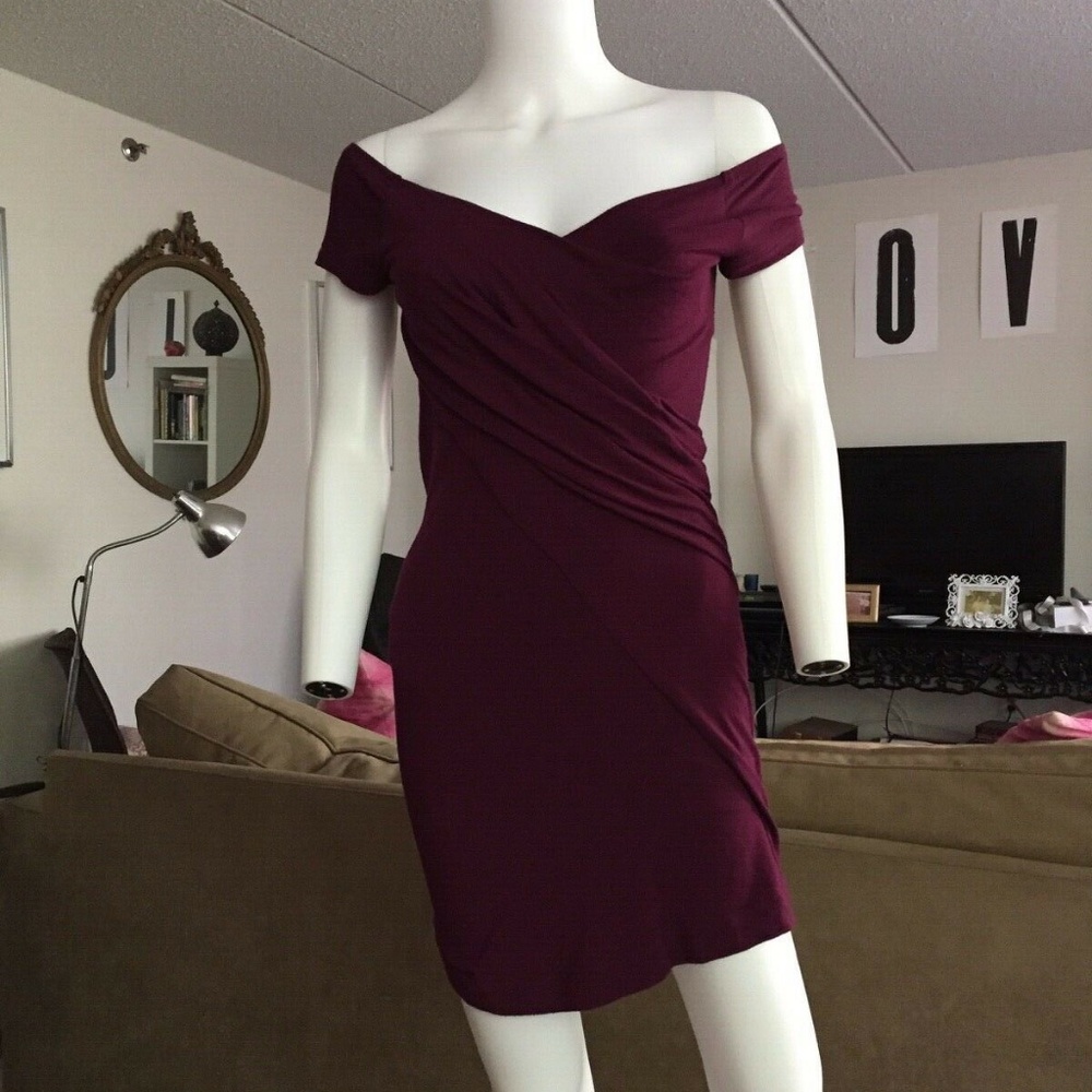 Donna Karan Sexy Twisted Front Fitted Knit Dress